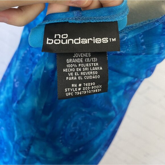 ⭐ 3/$15 Vintage Y2K No Boundaries Blue Paisley Mesh Puff Sleeve Midi Dress - Picture 7 of 8